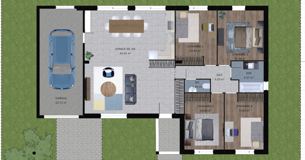 modele anis maison villas club plan 2d rdc version 4 chambres 1