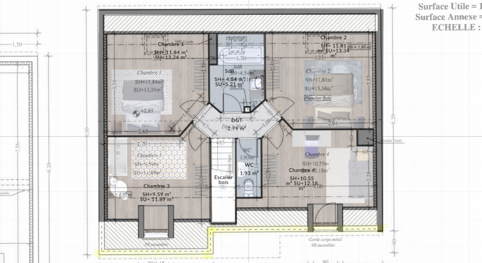 modele bergamotte maison villas club plan 2d etage version 4 chambres 1