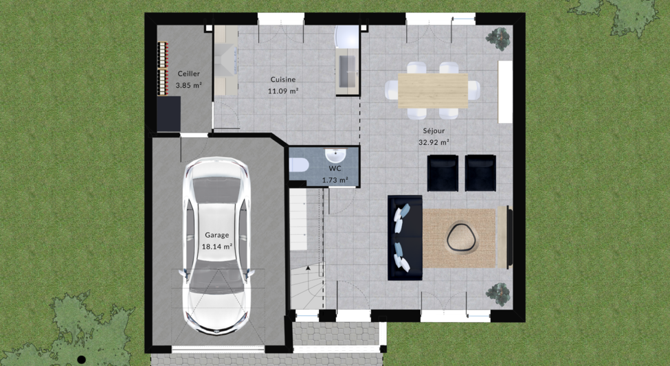modele bergamotte maison villas club plan 2d rdc version 3 chambres 1