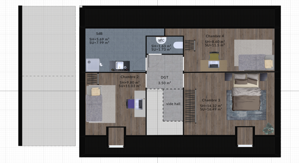 modele canneberge maison villas club plan 2d etage version 4 chambres 1