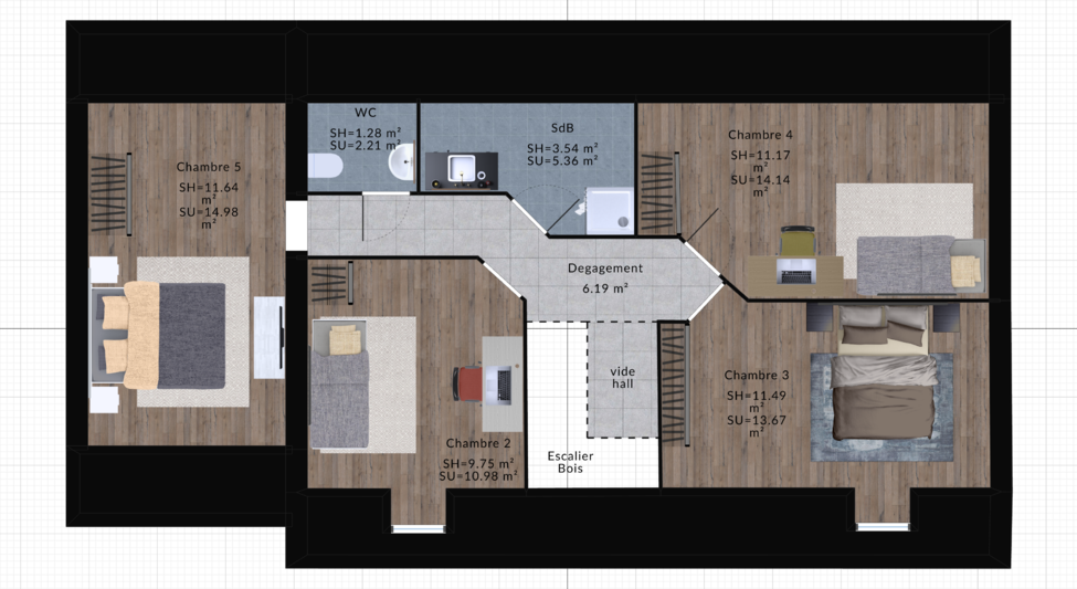 modele canneberge maison villas club plan 2d etage version 5 chambres