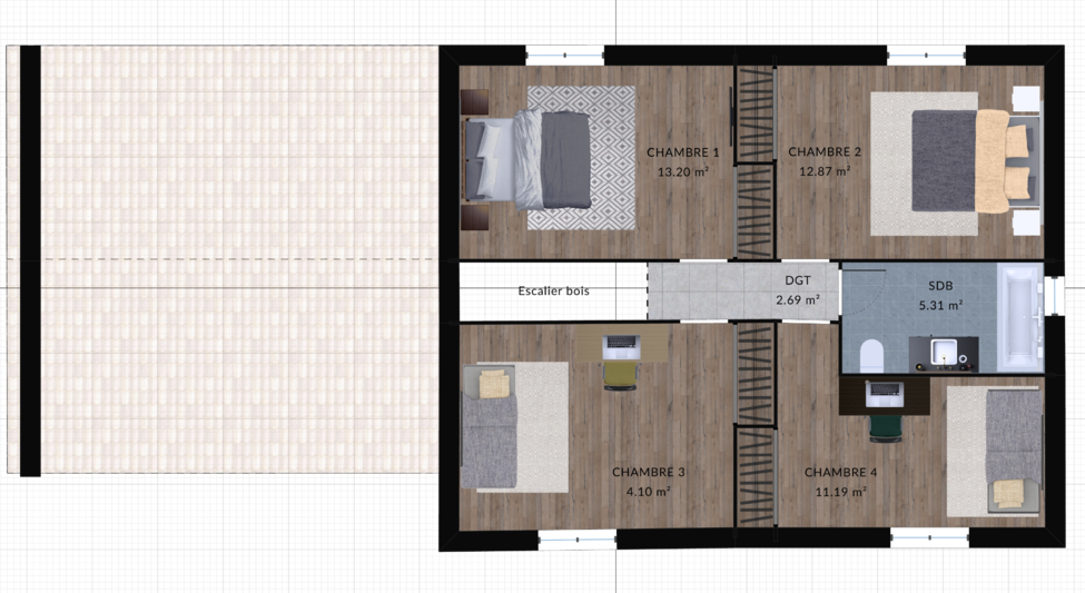 modele cannelle maison villas club plan 2d etage version 4 chambres 1