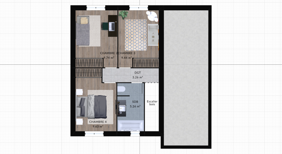 modele capucine maison villas club plan 2d etage version 4 chambres 1