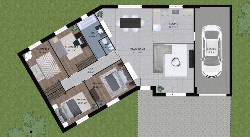 modele cerise maison villas club plan 2d rdc version 4 chambres 1