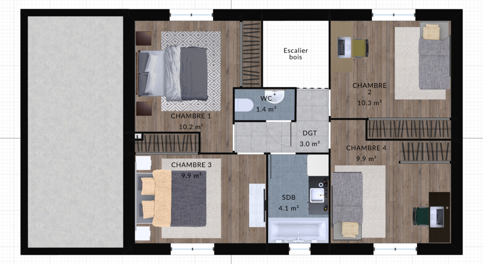 modele curcuma maison villas club plan 2d etage version 4 chambres 2