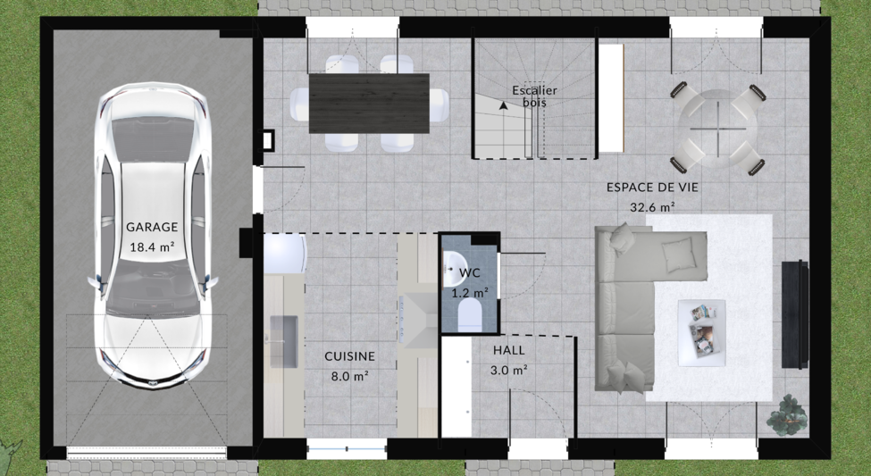 modele curcuma maison villas club plan 2d rdc version 3 chambres 1