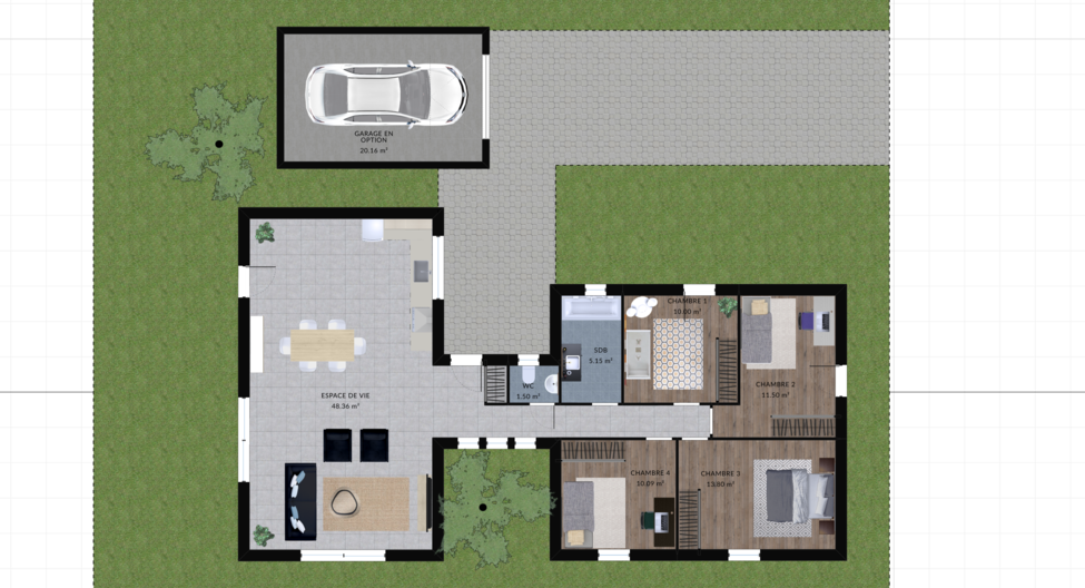 modele framboise maison villas club plan 2d rdc version 4 chambres 1