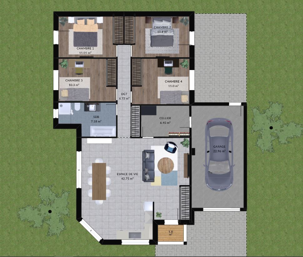 modele groseille maison villas club plan 2d rdc version 4 chambres jpg 1