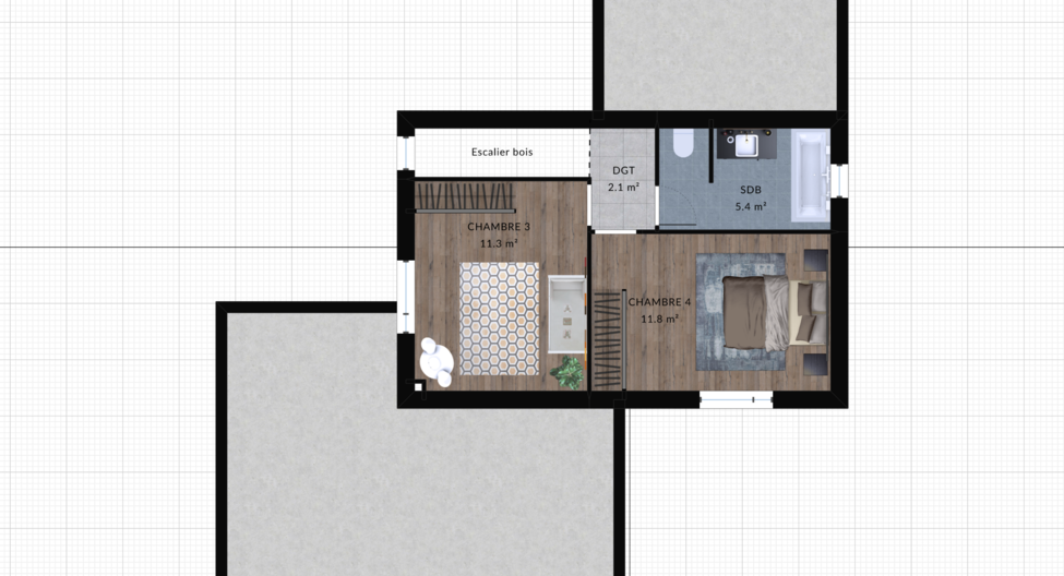 modele kiwai maison villas club plan 2d etage version 3 chambres 2