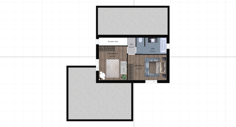 modele kiwai maison villas club plan 2d etage version 4 chambres 3