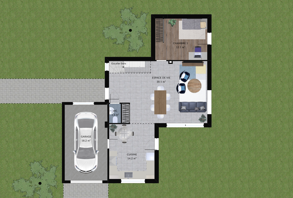 modele kiwai maison villas club plan 2d rdc version 3 chambres 1