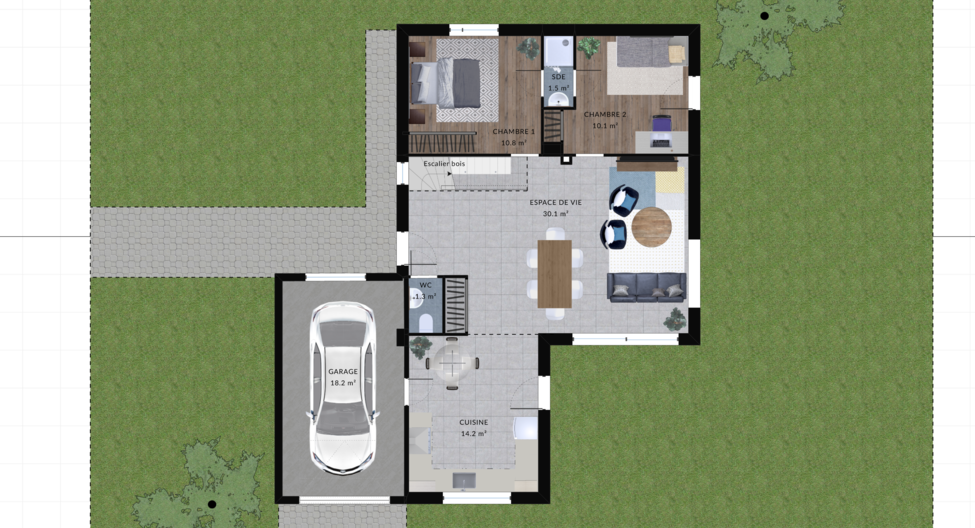 modele kiwai maison villas club plan 2d rdc version 4 chambres 1