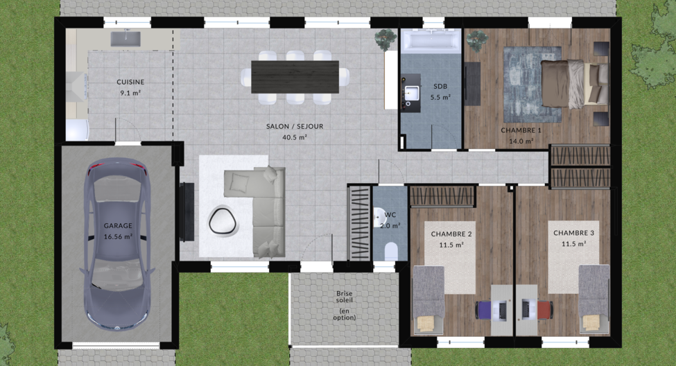 modele kiwano maison villas club plan 2d rdc version 3 chambres 1