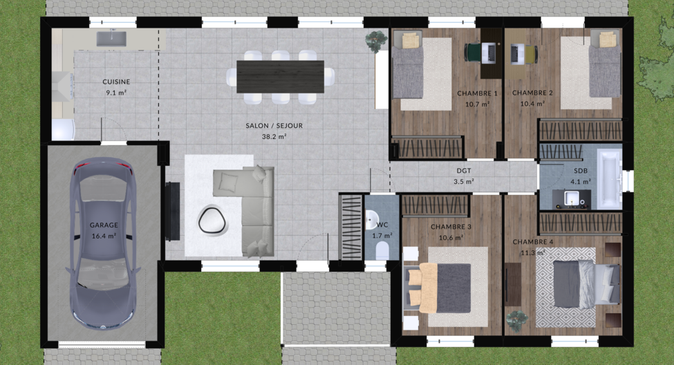 modele kiwano maison villas club plan 2d rdc version 4 chambres 1