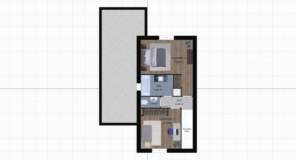 modele maniguette maison villas club plan 2d etage version 3 chambres 1