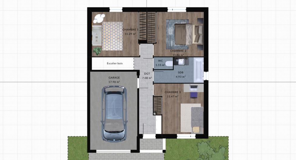 modele melisse maison villas club plan 2d etage version 3 chambres 3