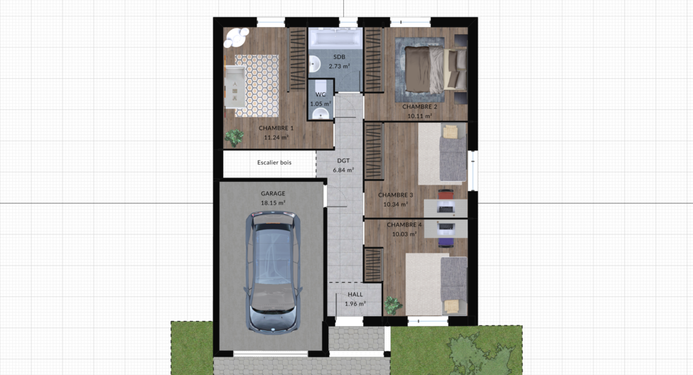 modele melisse maison villas club plan 2d etage version 4 chambres 1