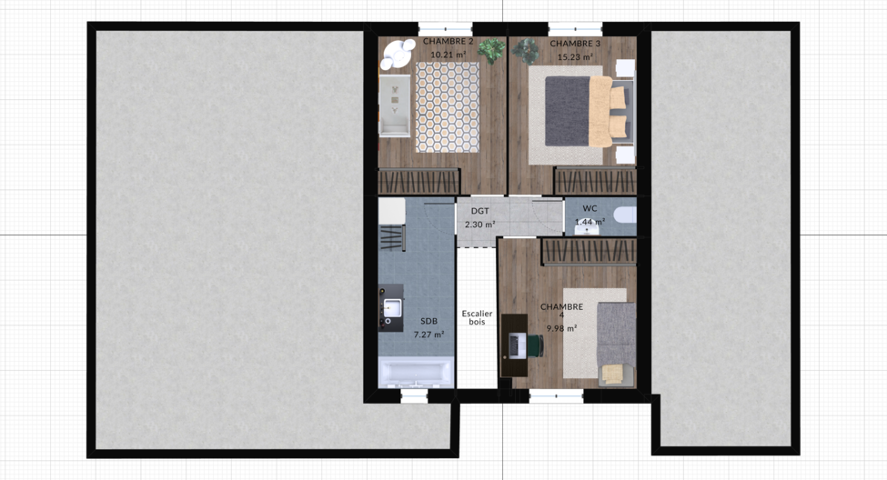 modele physalis maison villas club plan 2d etage version 3 chambres 3