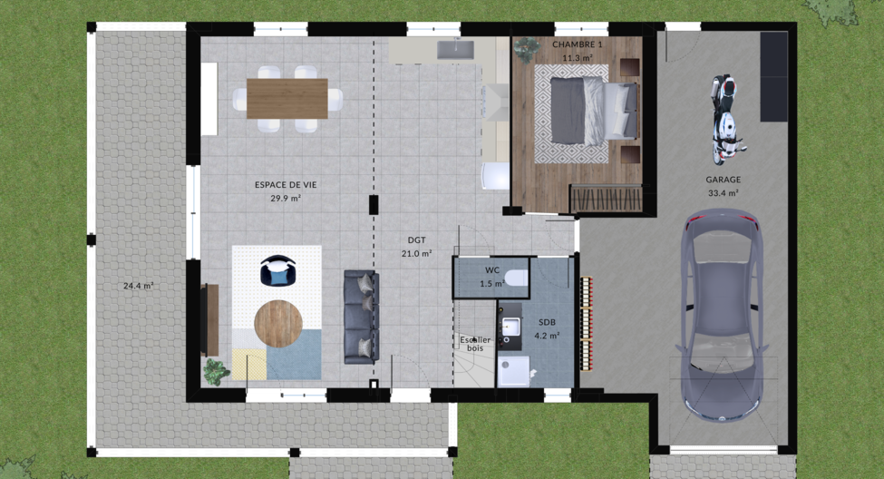 modele physalis maison villas club plan 2d rdc version 3 chambres 1