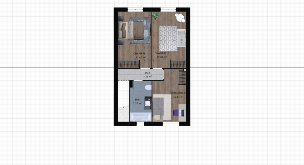modele quenette maison villas club plan 2d etage version 3 chambres 1