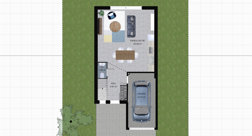 modele quenette maison villas club plan 2d rdc version 3 chambres 2