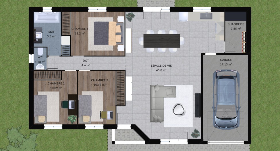modele reglisse maison villas club plan 2d rdc version 3 chambres 1