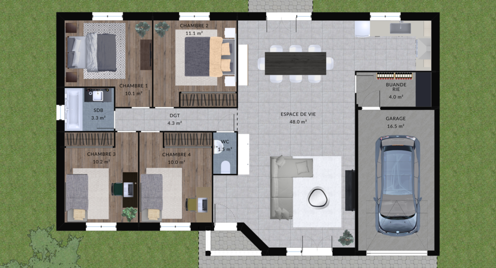 modele reglisse maison villas club plan 2d rdc version 4 chambres 1