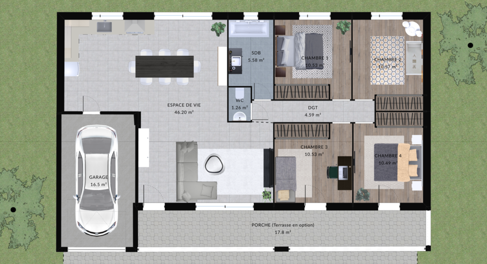 modele wasabi maison villas club plan 2d rdc version 4 chambres 1