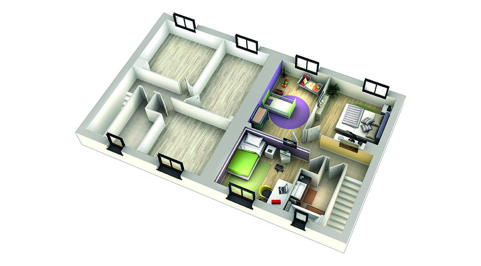 modele de maison cumbava plan 3d etage 2